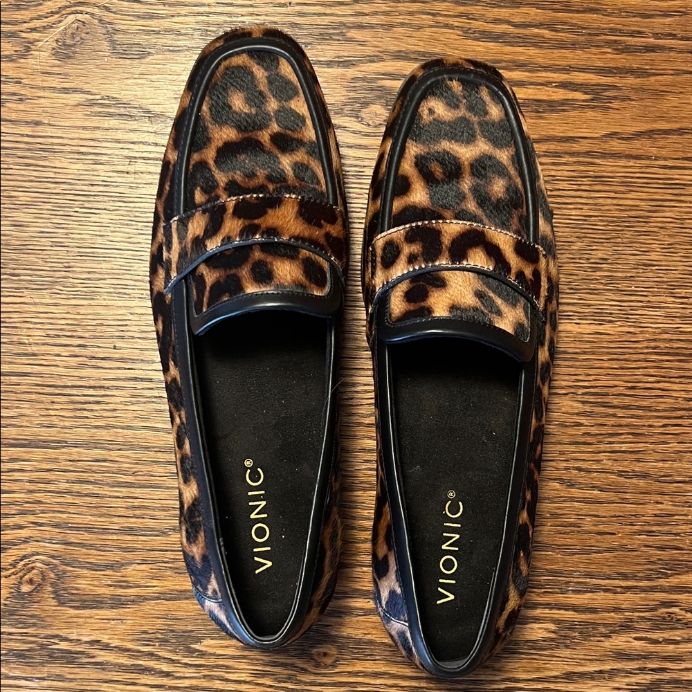Vionic Animal Print Loafers with Black Trim
